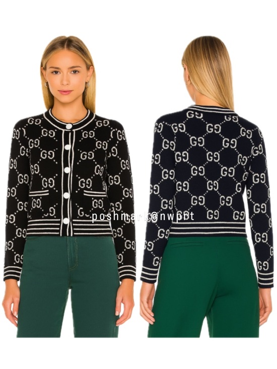 Gucci Sweaters - GUCCI 🙌 GG Supreme Logo Cardigan Sweater Black Ivory White Cotton XS